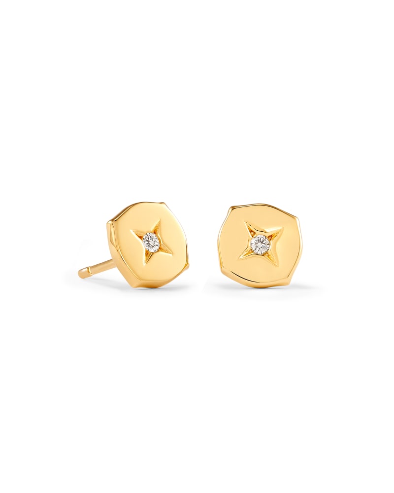 Adanna 18k Yellow Gold Vermeil Stud Earrings in White Diamond image number 0